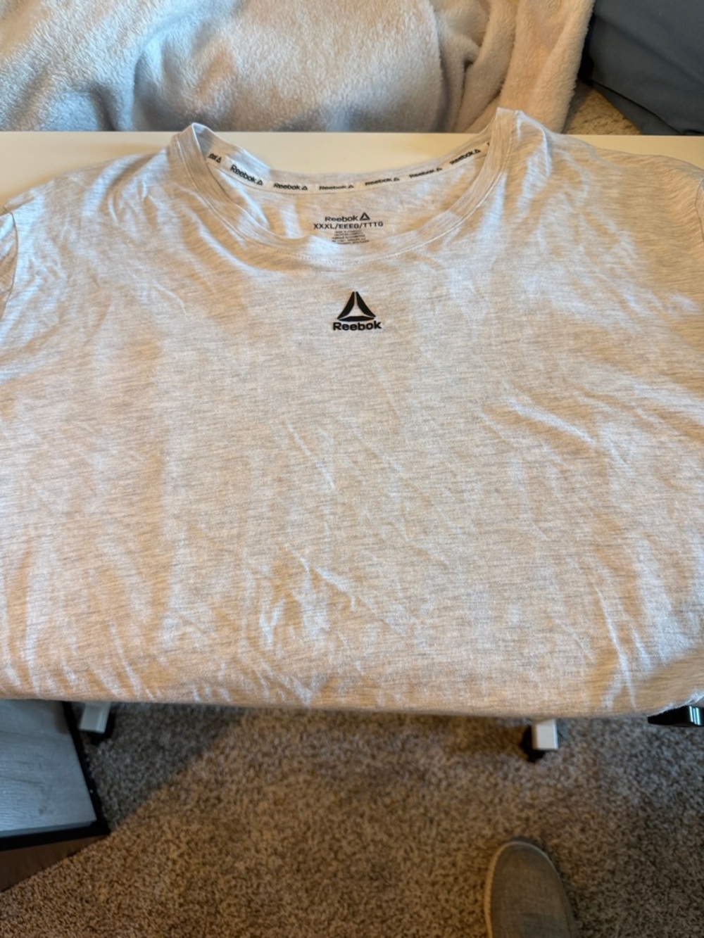 Reebok Light Heather Gray Short Sleeve Logo Tee